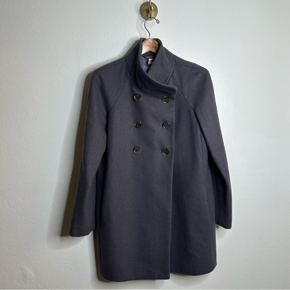 J. Crew Grey Wool Blend Double Breasted Funnel Neck Jacket 4 - Picture 4 of 13